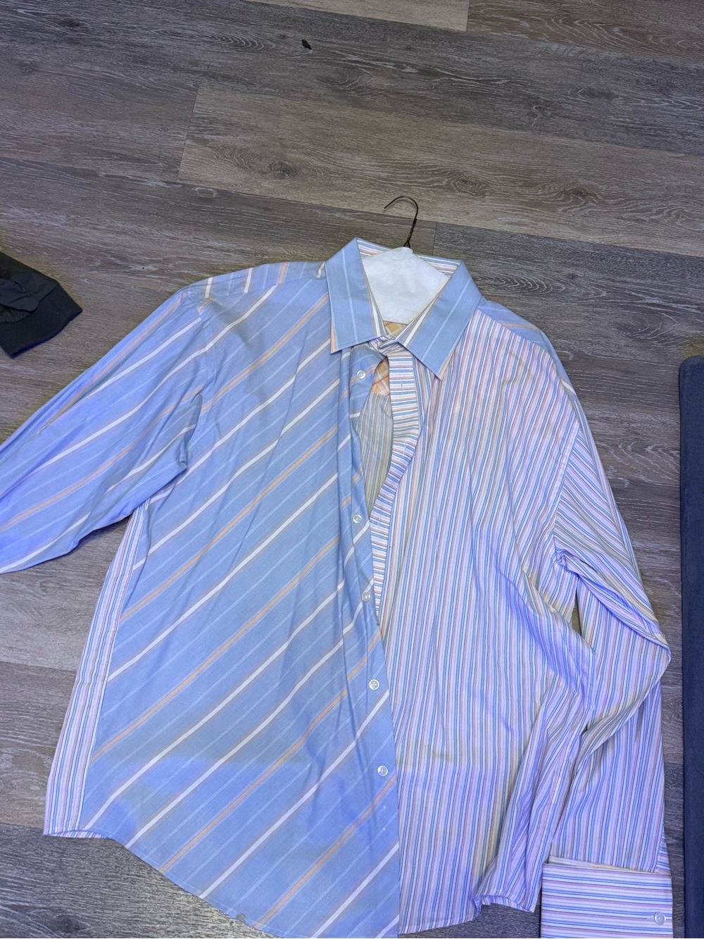 Men's Blue Two-Pattern Stripe Dress Shirt